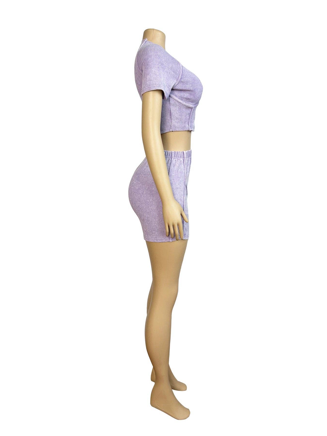 MB Fashion Wholesale - Wholesale Top & Short Set (NOT Loungewear) - Women's - MB FASHION WASHED RIBBED HIGH QUALITY SHORTS 2 PCS SET 4020LY11