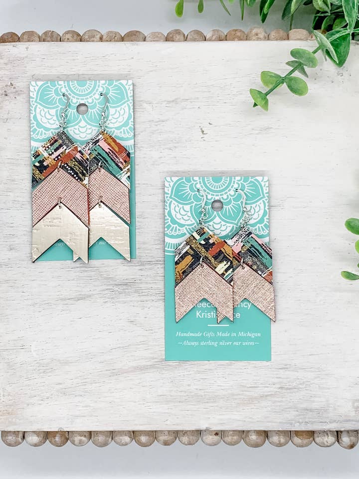 Handmade Boho Brushstroke Chevron Earrings for wholesale by Fleece & Fancy