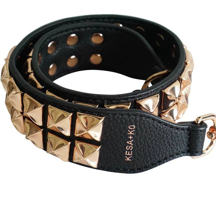 KESA + KONC Designer Handbags - Wholesale Bag strap – women's - Gold studded bag strap - Dalia Mid length0