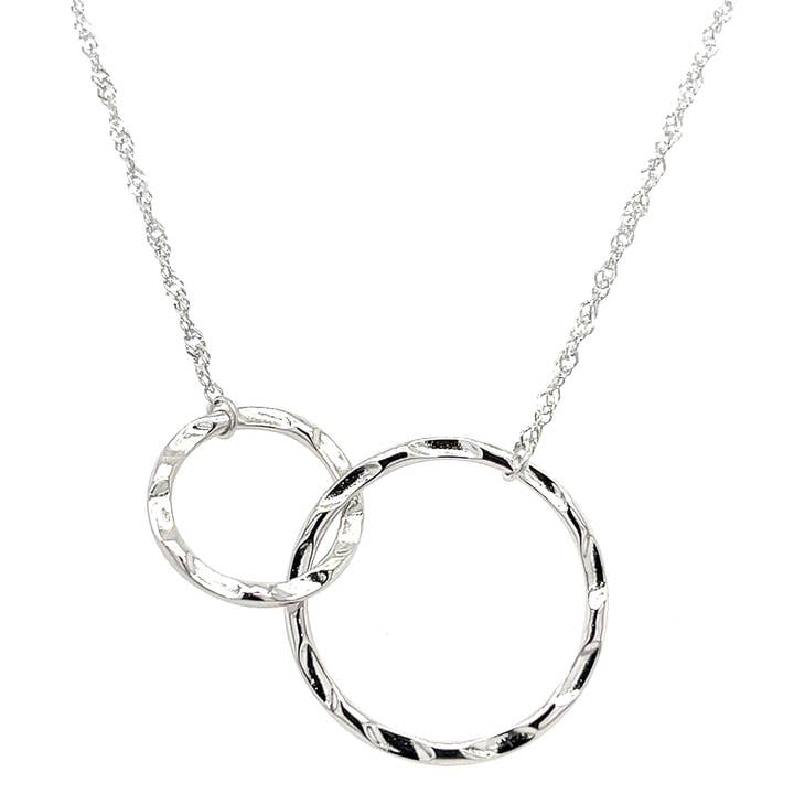 925 Sterling Silver Interlocking Circle Necklace – 18'' Minimalist Jewelry for Women (PJC34457N-A) for wholesale by Blue Star Gems NY