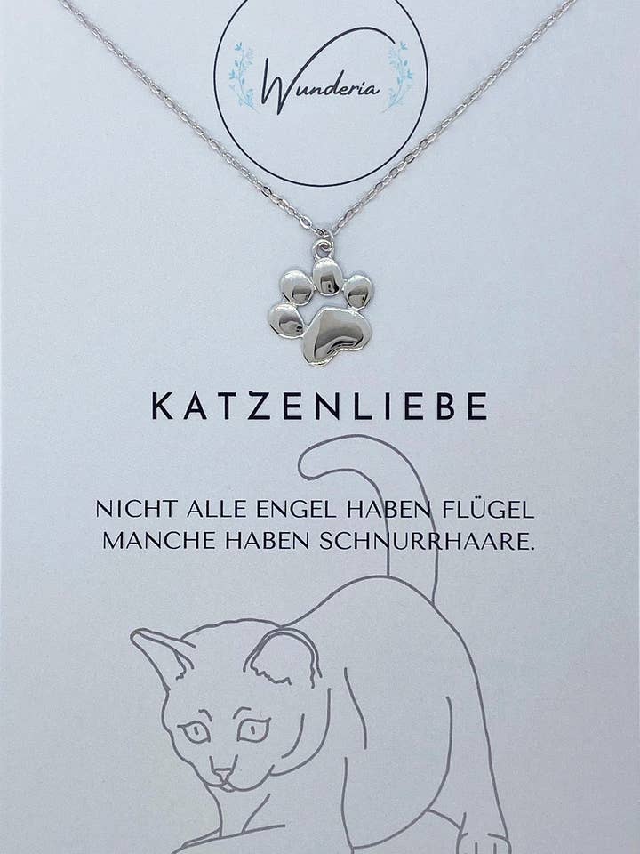 Cat Love 925 Sterling Silver Necklace Cat Paw Silver for wholesale by Wunderia