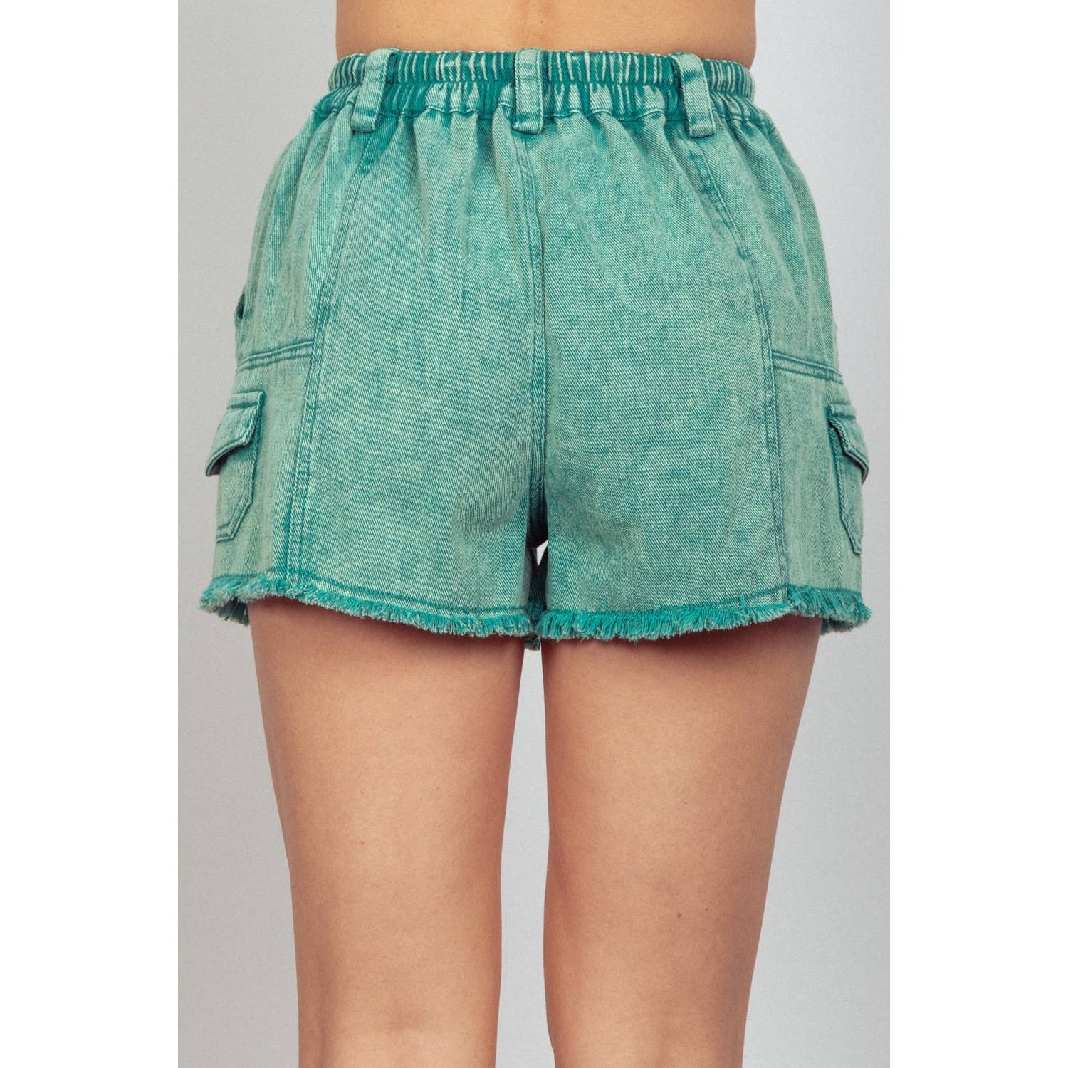 Apolline – wholesale Shorts – Women’s – Washed Cotton Twill Denim Cargo Shorts5