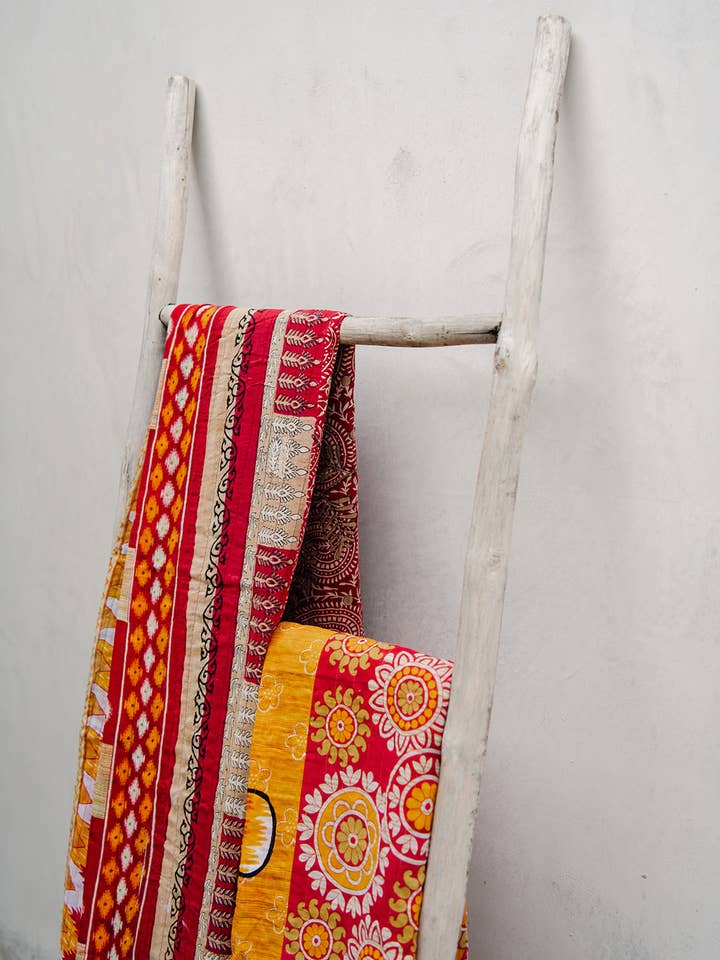 Vintage Kantha Plaid Red Flame for wholesale by Crafts by Solid