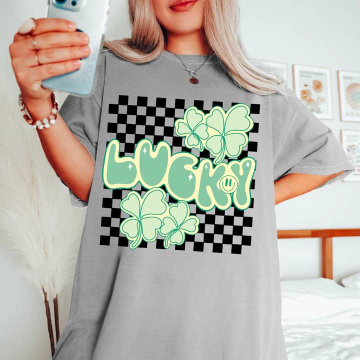 Retro T-shirt met geruite geluksstof voor wholesale door The Goblin Saloon