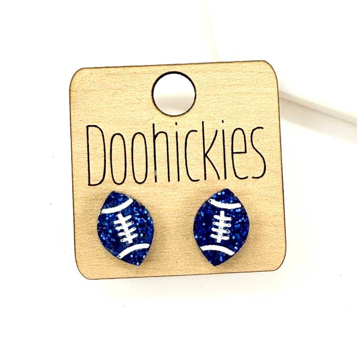 Doohickies - Wholesale Stud/Post Earrings - School Spirit Glitter Football Studs - Custom Spirit Earrings - 9 Color Options5