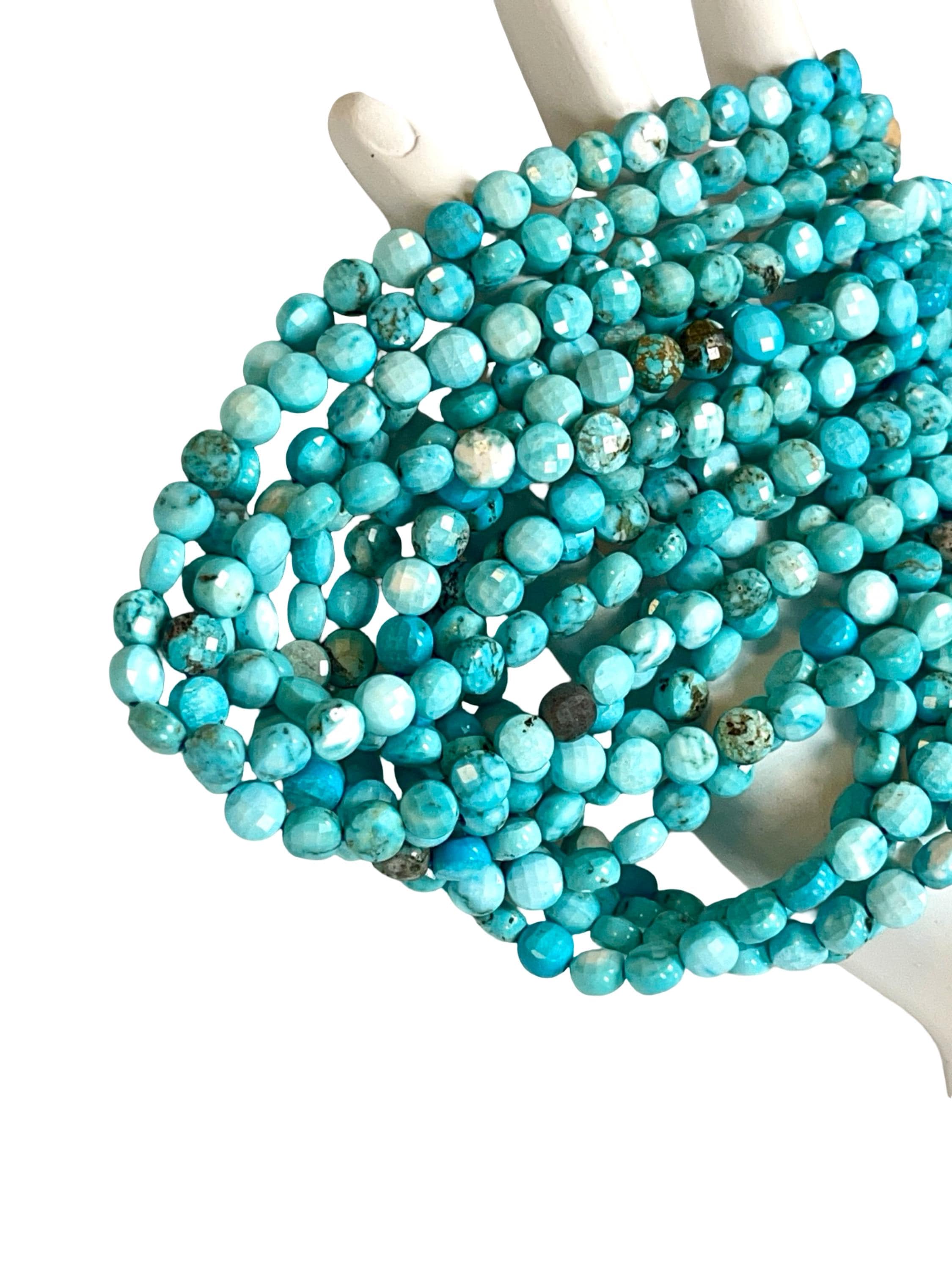 TRIVENI USA INC - Wholesale Beads - Turquoise Gemstone Beads Faceted Coin 6mm Strand Polished2