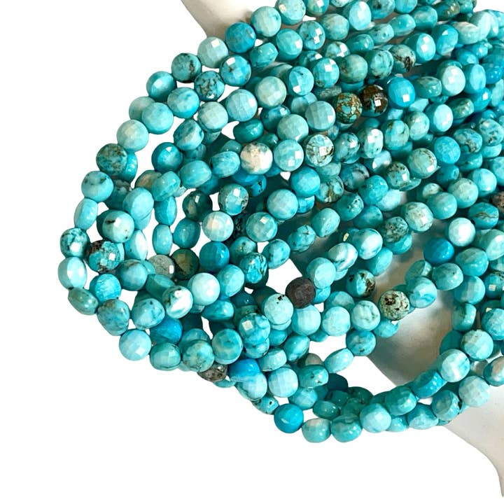 TRIVENI USA INC - Wholesale Beads - Turquoise Gemstone Beads Faceted Coin 6mm Strand Polished2