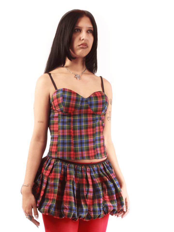 Plaid Corset Bustier Top for wholesale by Rebel Reid