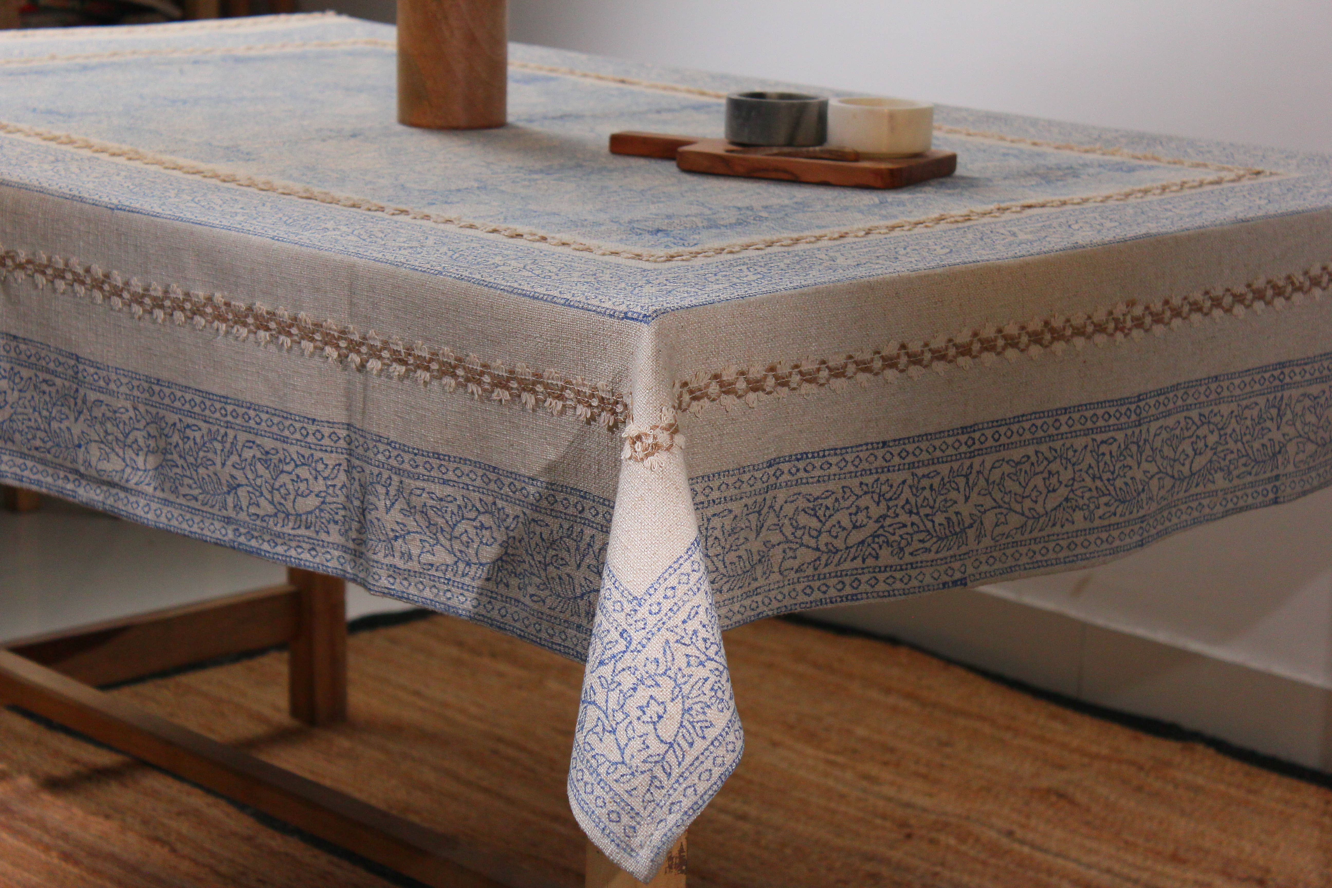 Eyda Homes - Wholesale Tablecloth - Handmade Cotton Tablecloth | Floral Block Print Table Cover9