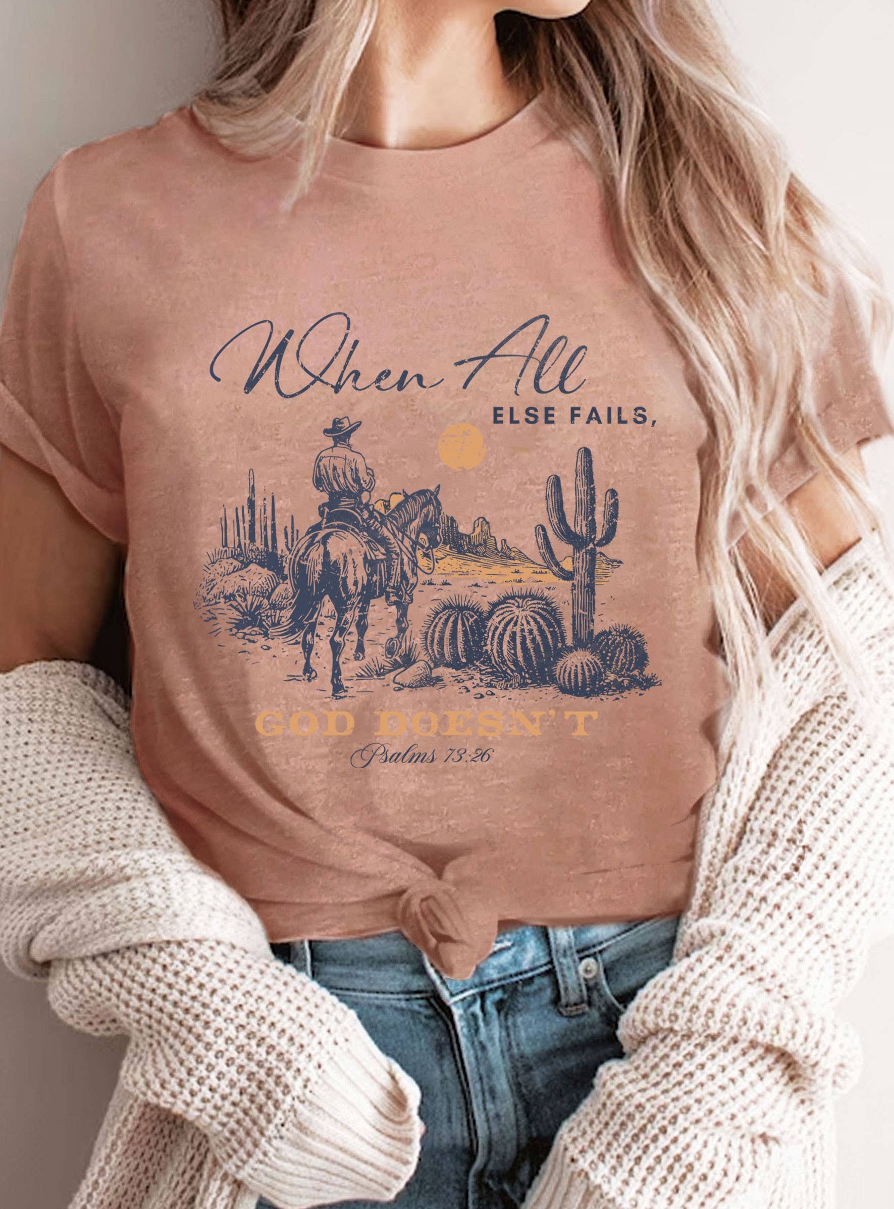 Rustee Clothing – Großhandel T-Shirt mit Siebdruck – Damen – WENN ALLES ANDERE VERSAGT, MACHT GOTT KEINE COWBOY-GRAFIK-T-SHIRTS6