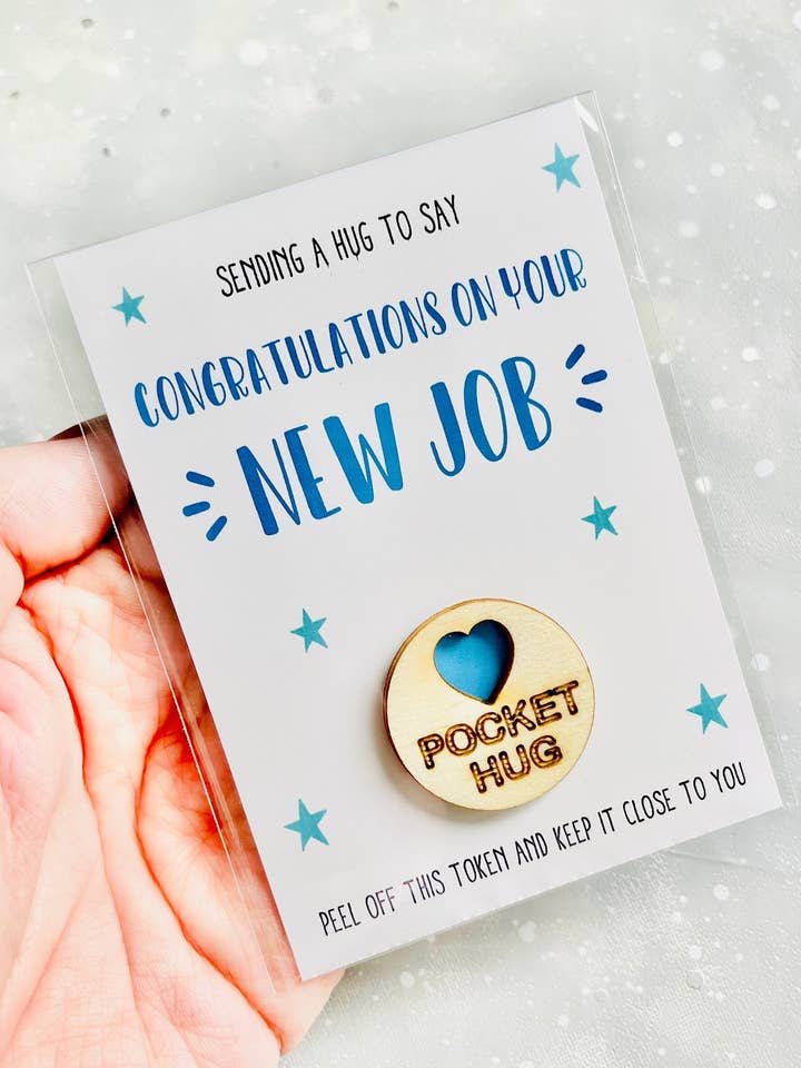 New Job Congratulations Pocket Hug & Luck Token for wholesale by The Gift Club