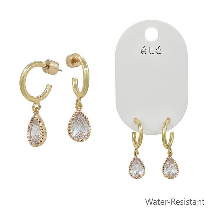 Créole en or avec strass en forme de goutte 1,9 cm Boucle d'oreille pour la vente par What's Hot