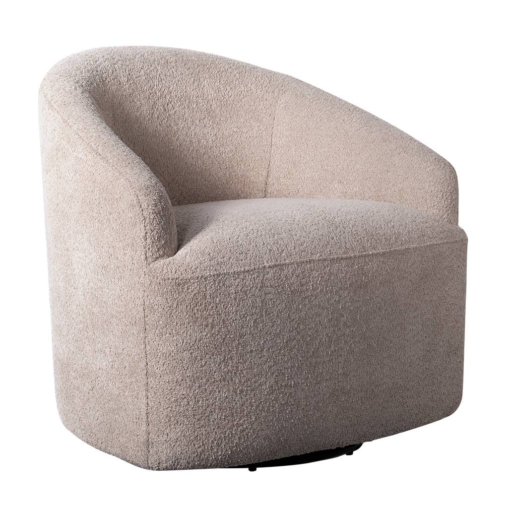 Olliix - Wholesale Chair - Faux Boucle Barrel 360 Motion Swivel Chair, Beige *3