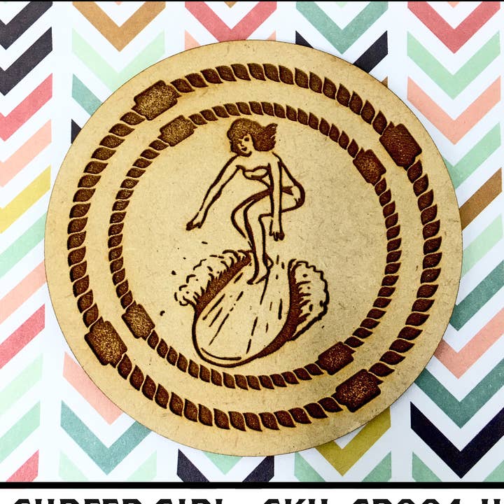 Drink Coaster - Surfer Girl, Hawaii Surf Art for wholesale by Insert Brand Here Shop