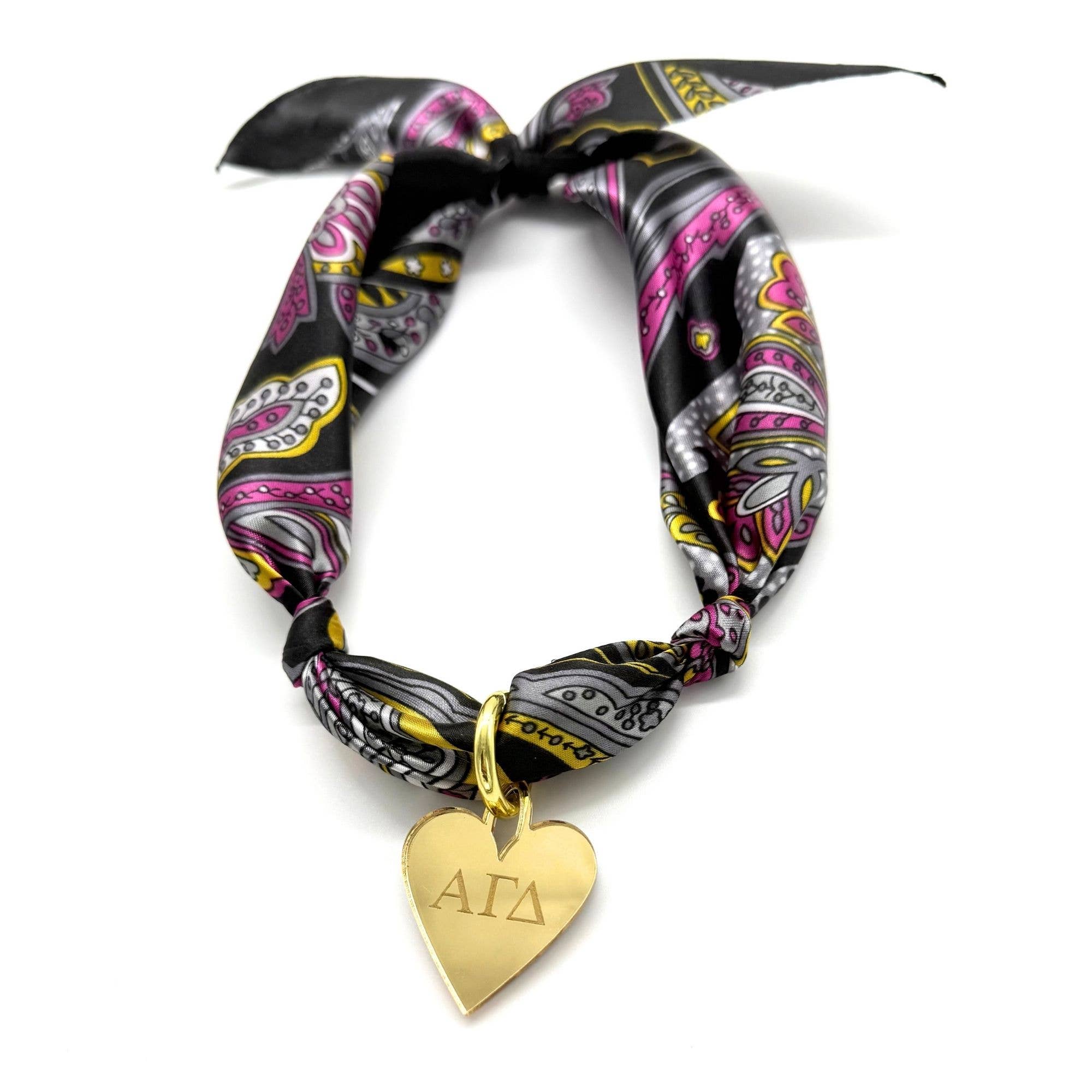 Sarahndipity Shop - Wholesale Scarf - Women's - Sorority Scarf with Engraved Greek Letter Gold Heart Charm19