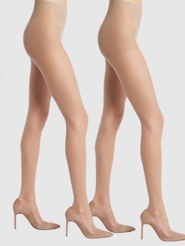 15 Denier Silky Slimming Sheer Tights - 2 Pack - Nude for wholesale on Faire