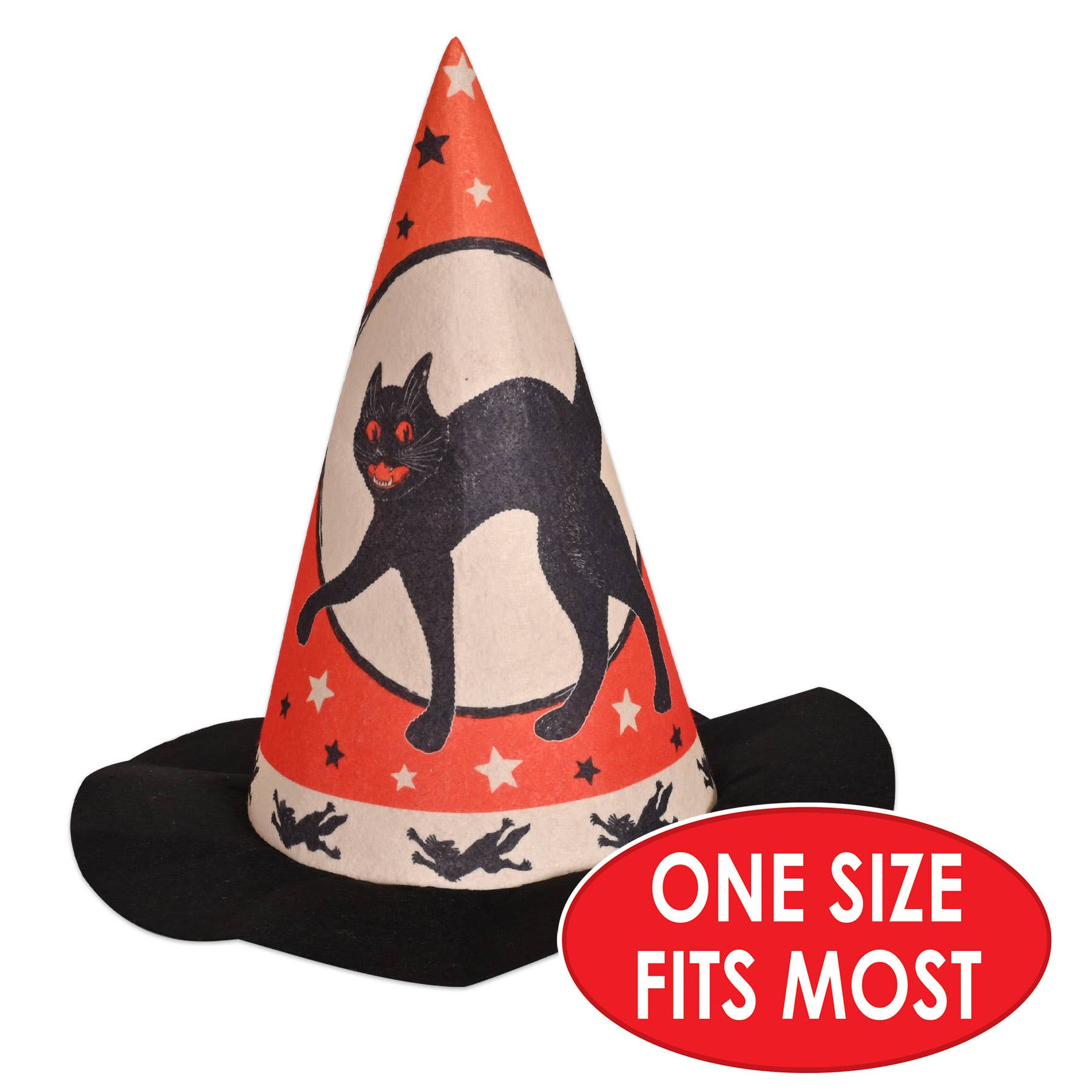 Beistle - Wholesale Party Hat/Crown - Vintage Halloween Felt Scratch Cat Witch Hat, 12.5" 3