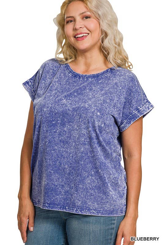 Vanilla Monkey - Vente Haut en maille – femme - T-shirt à manches courtes pliées, col rond, effet froissé Plus13