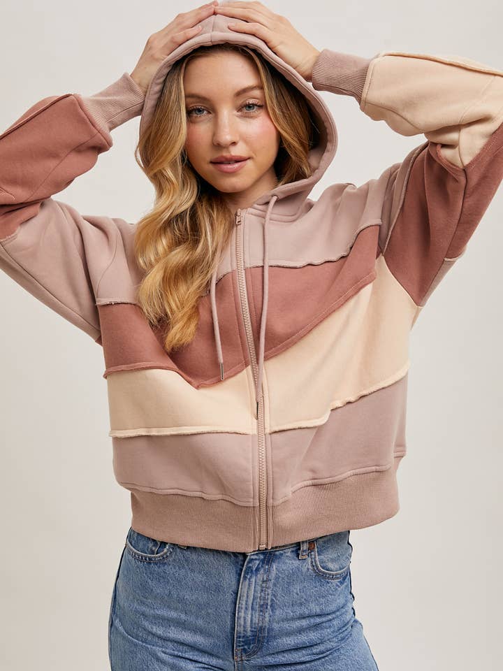 Bluivy - Wholesale Hoodie – Women's - ZIPPER FRONT PATCHWORK LANDSCAPE HOODIE JACKET11