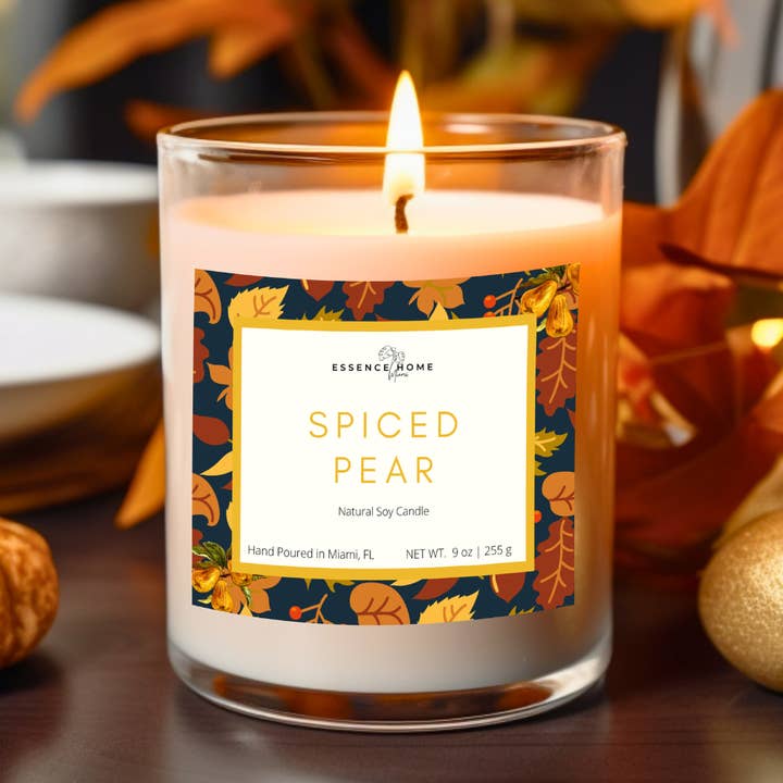 Spiced Pear Candle 9 oz Soy Candle for wholesale by Essence Home Miami