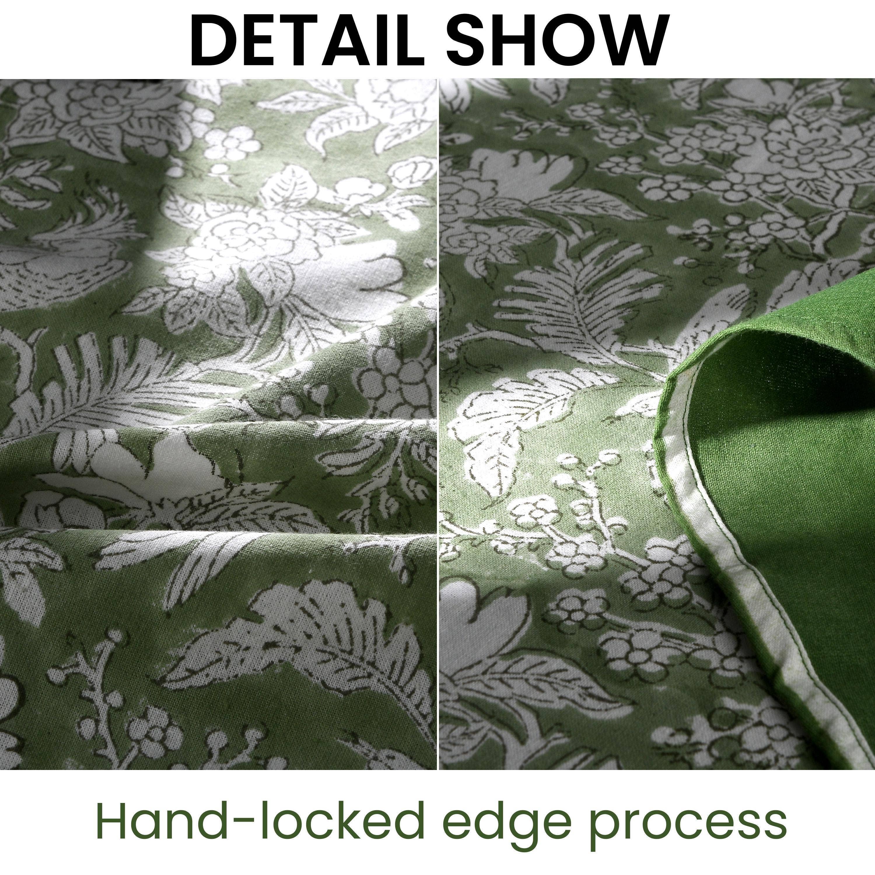 Cotton Print Club – Engroshandel Dug – Rund bloktryk dug – Olivengrøn2