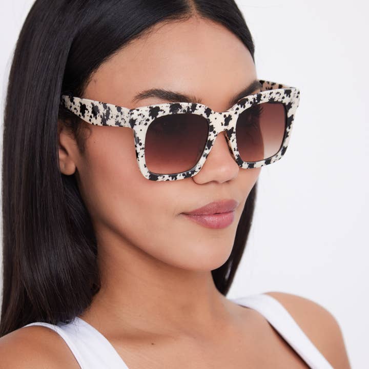 Oversized Square Sunglasses in Black and White Tortoiseshell for wholesale on Faire1