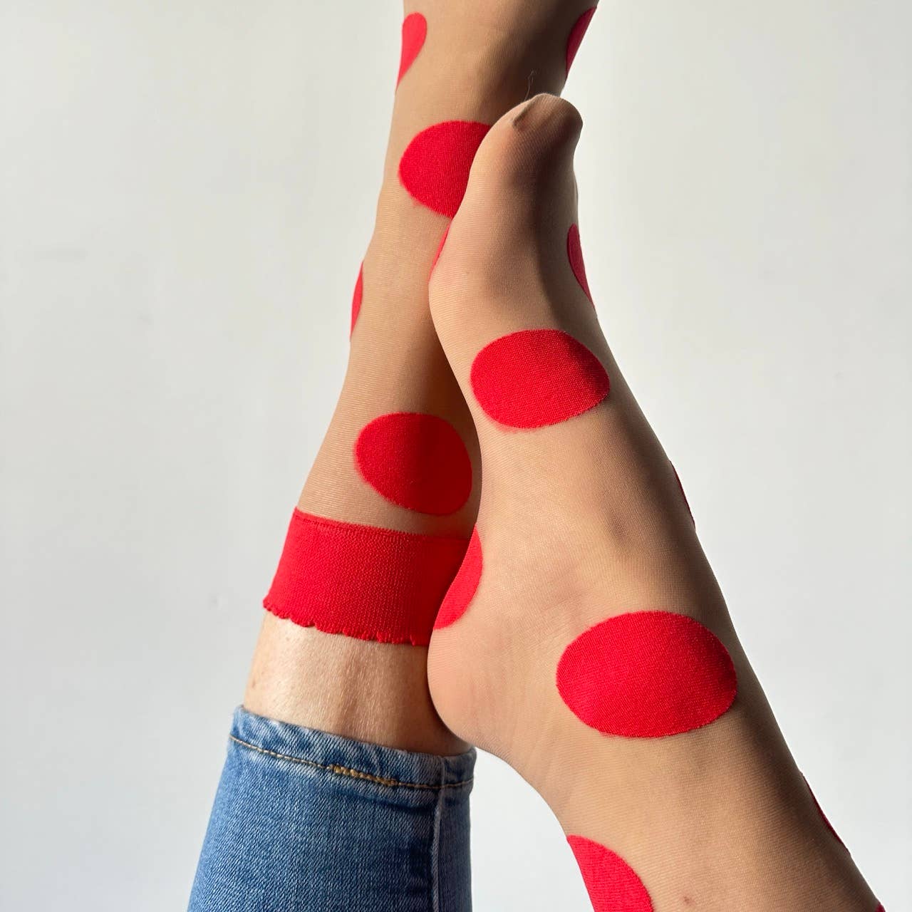 sockette - Vente Chaussettes – femme - Chaussette fantaisie gros Pois rouge XXL Isabelle 3