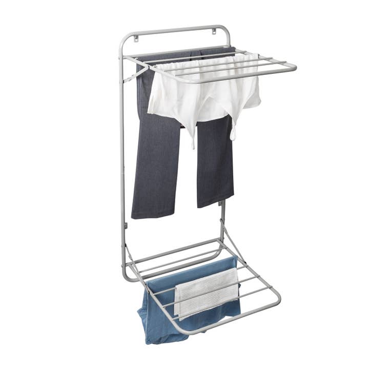 Over the Door Two Tier Collapsible Clothes Drying Rack, Grey for wholesale by Honey-Can-Do