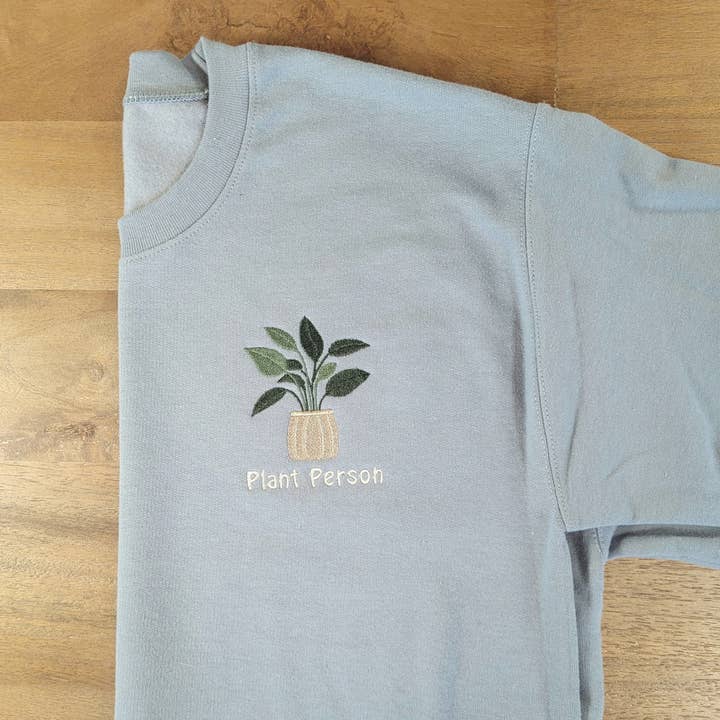 Embroidered Plant Person Sweatshirt | House Plant Lover Crew for wholesale by Penelope Annen Design