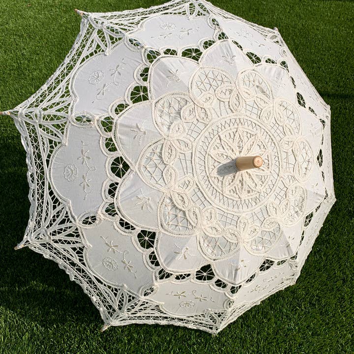 Floris Linens - Wholesale Umbrella - Women's - Cotton Victorian Lace and Fabric Parasol/Umbrella3