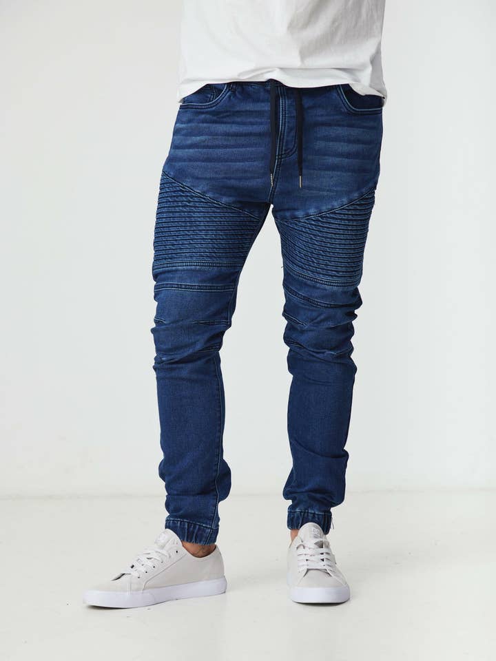 Newport Medium Blue Denim Jogger for wholesale by BLKWD APPAREL