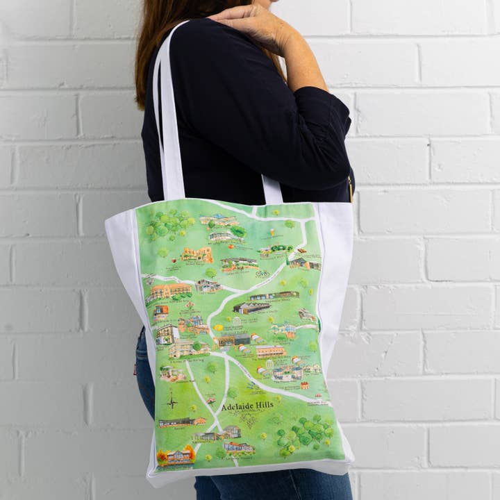 Tote Bag Adelaide Hills 3.0 Wine Region Map for wholesale by Australian Map Gifts