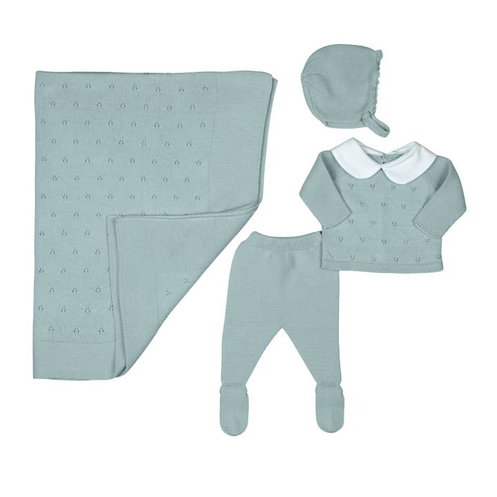 MILOU | Baby Green Cotton Knit 4 Piece Set (4) for wholesale by Bebe Sweeny