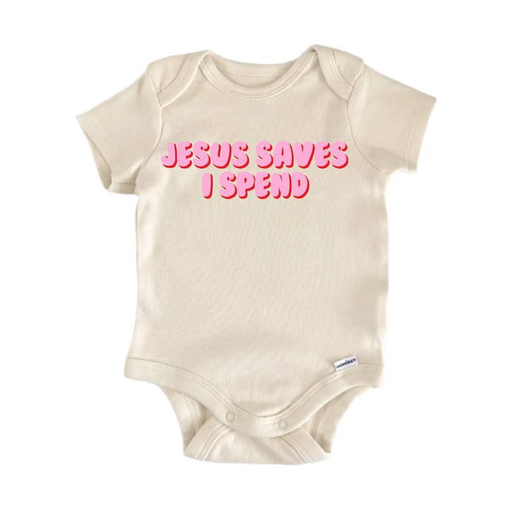 Saves I Spend Jesus Religious God Christian - Baby Boy Girl Clothes Bodysuit for wholesale by North Fork Forager LLC
