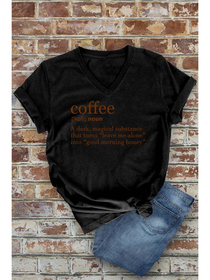Top Avenue - Wholesale Screen Printed T-Shirt - Women's - Coffee Definition, Unisex V-Neck T-Shirt3