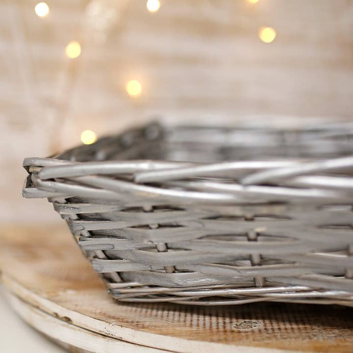 Zilver - Rechthoekige rieten mand 36x26x12cm voor wholesale door Ethike.eu