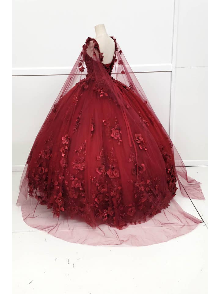 Chicas - Venta al por mayor Vestido de fiesta - Mujer - Vestido de Quinceañera con Flores y Capa Dividida CHF301810