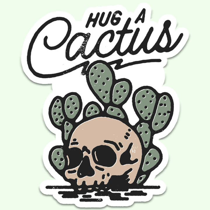 Hug a Cactus Sticker Decal, Western, Texas, Go Hug a Cactus for wholesale by Mugsby