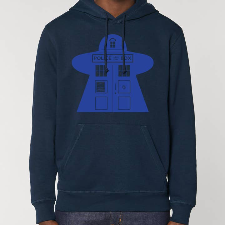 TARDIS Meeple Unisex hættetrøje for engroshandel hos Meeplings | Handmade in Berlin