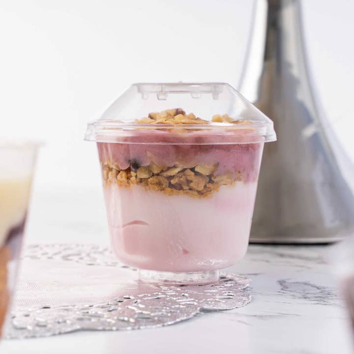 Portofino International Trading, USA - Wholesale Food Storage Container - Plastic Mini Dessert Cup with Lid 5oz - Pack of 12