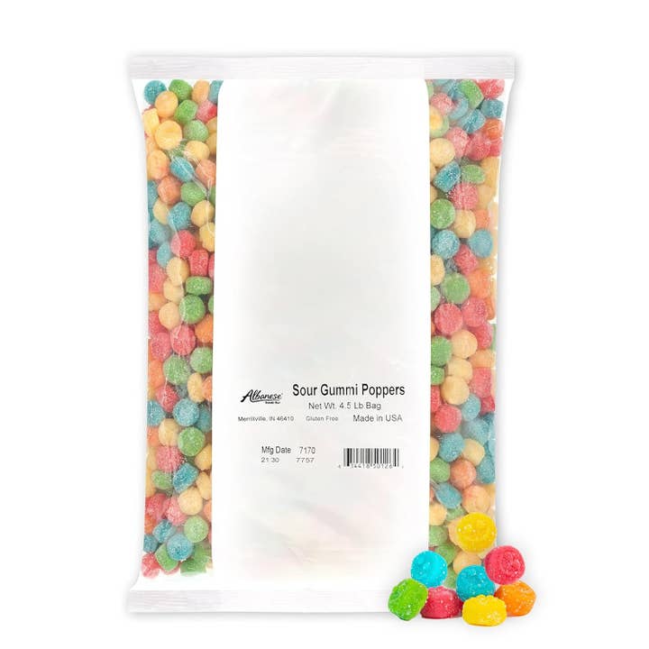 Long Island Candy Factory - Wholesale Gummy - Albanese Sour Gummi Poppers Bulk Candy 4.5 Pound Bag