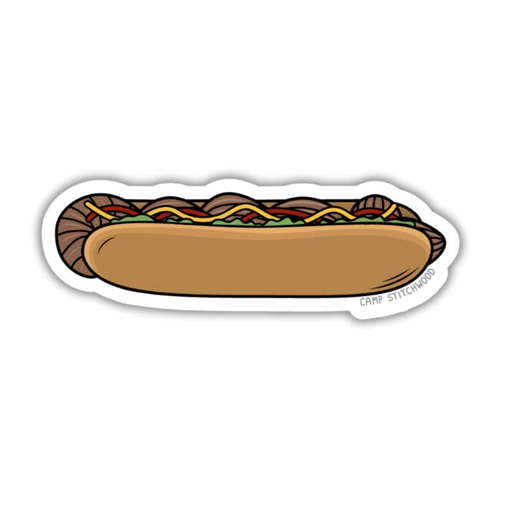 Autocollant hot-dog pour la vente par Camp Stitchwood