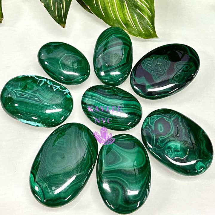 KayleeNYC - Wholesale Spiritual Stone/Crystal - 1 lb Natural Malachite Palm Stone Crystal Nice Quality