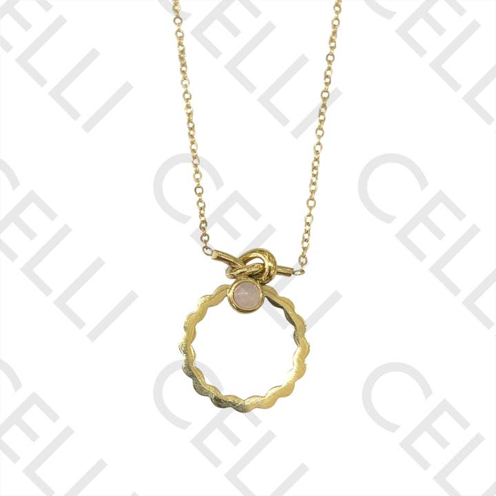 Celli Biju - Wholesale Bib Necklace - Steel Necklace - knot with natural stone