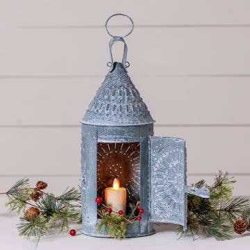 Irvin's Tinware - Wholesale Lantern - 15-Inch Primitive Lantern in Weathered Zinc1