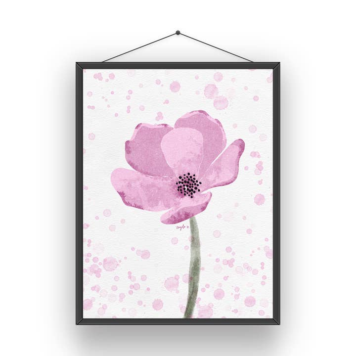 Abstracte Pinky Splatter bloemenkunstdruk in aquarel voor wholesale door Modera Studio