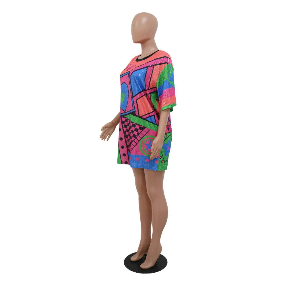 MB Fashion Wholesale - Wholesale Dress - Women's - MB FASHION SEQUIN MINI SHIRT LOOSE DRESS 9984LY30