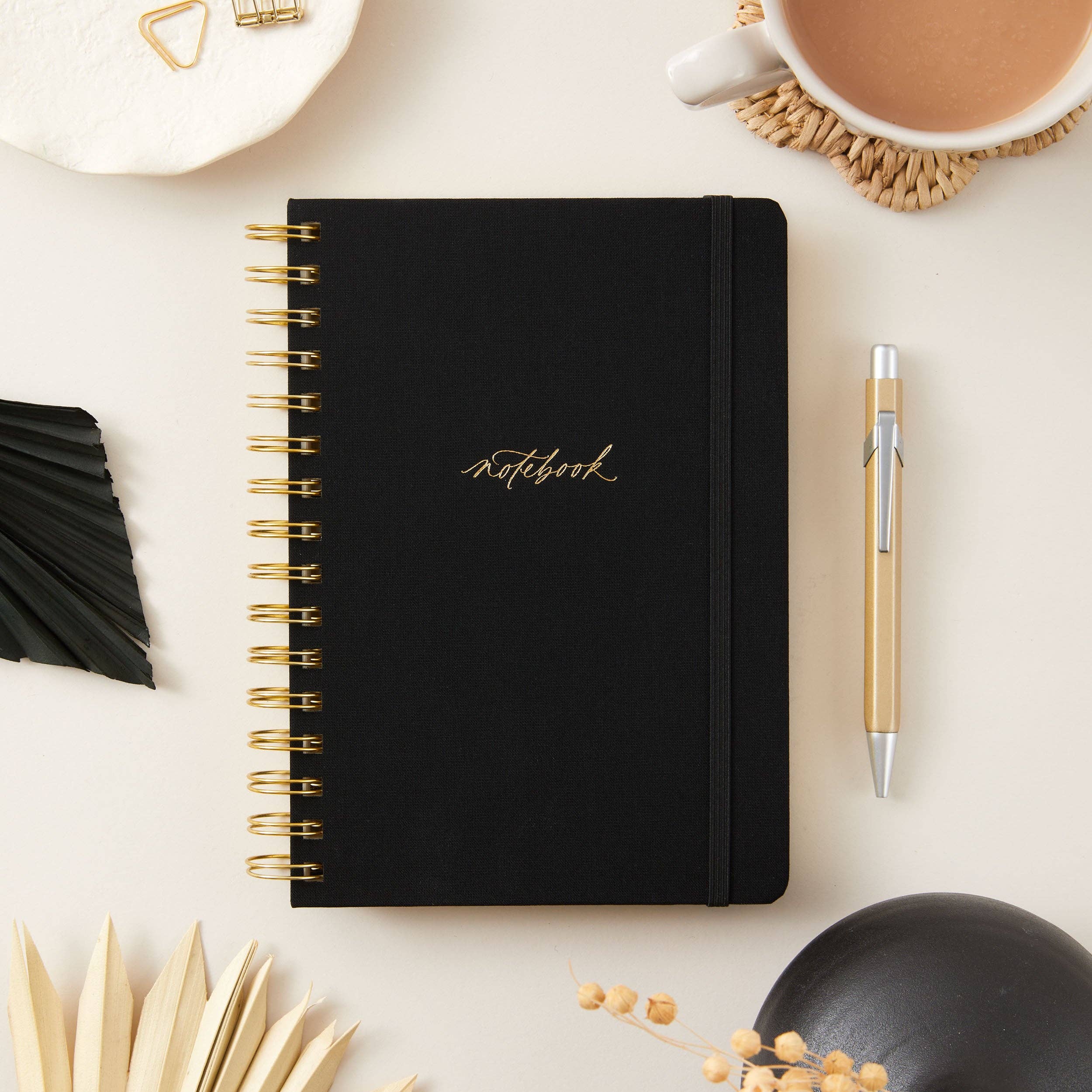 Blush And Gold – wholesale Notebook – Luxury Notebook / Journal - Black (Cloth) with Spiral3