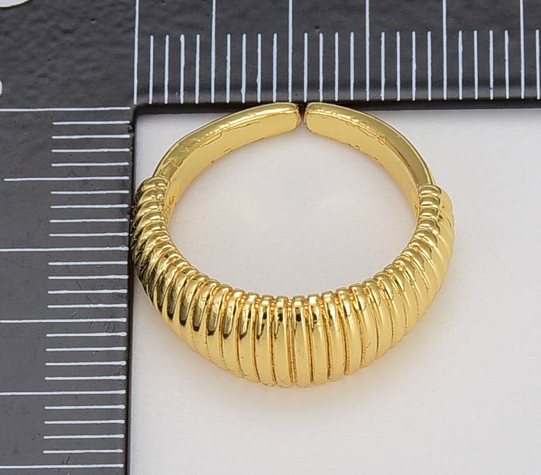 Beads Creation - Wholesale Band/Stacked Ring - Bold Dome Ring, Adjustable Gold Filled Ring, RG0941