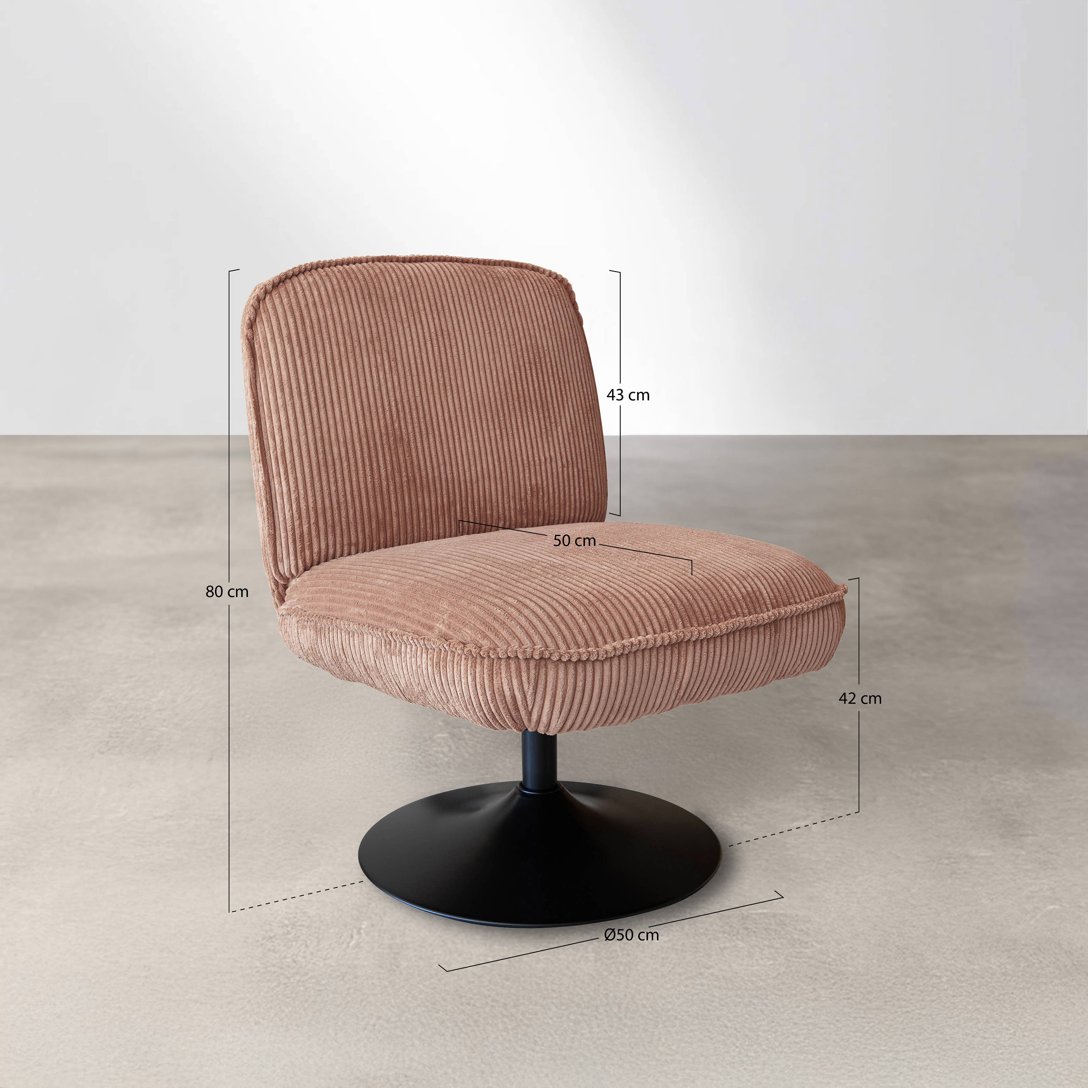 Now's Home - Wholesale Chair - PINK CORDUROY SWIVEL CHAIR WITH FUNKY METAL BASE5